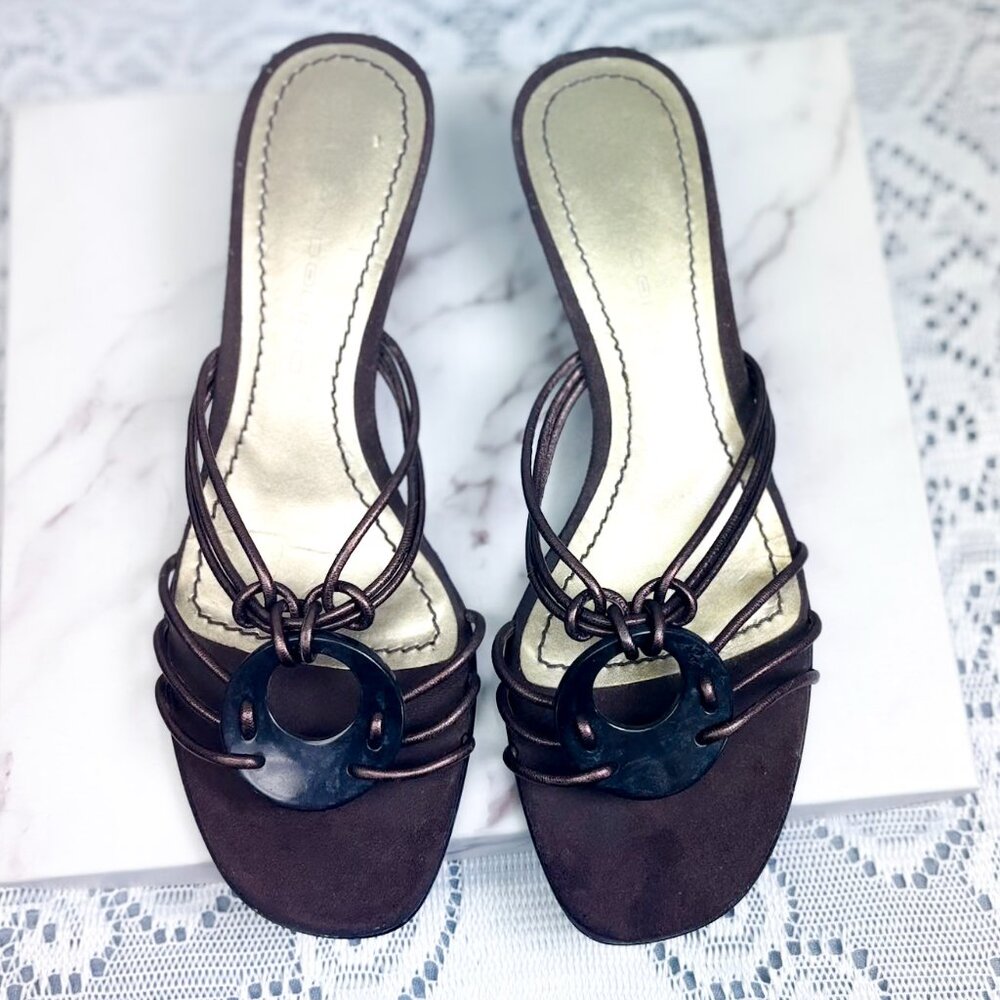 Bandolino Brand Women's Kitten Heel Sandals in Brown - Picture 5 of 11